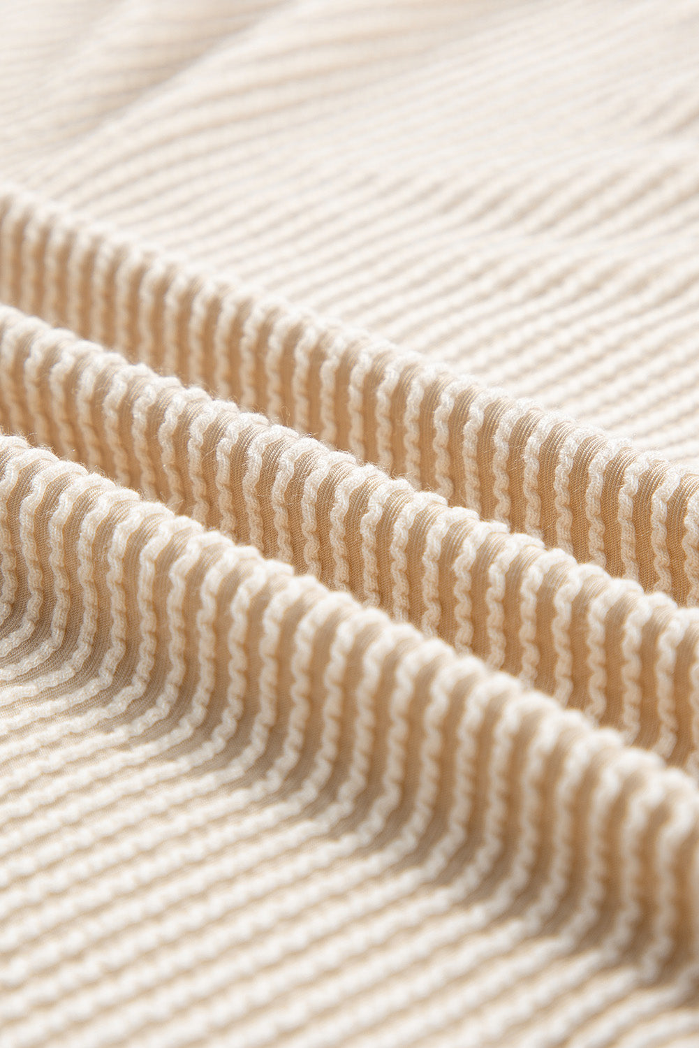 Parchment Corded Knit Long Sleeve Top and High Waist Shorts Set-Two Piece Sets/Short Sets-MomFashion