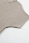 Apricot High Neck Short Bat Sleeve Sweater-Tops-MomFashion