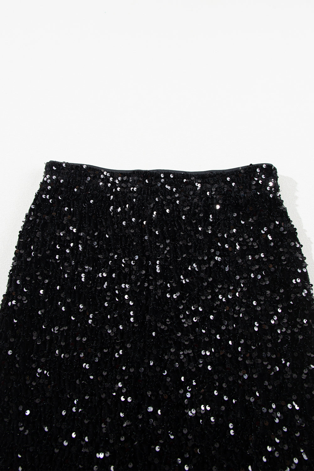 Black Sequin Bodycon Mini Skirt-Bottoms-MomFashion