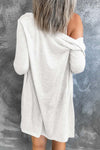 White Solid Color Open-Front Buttons Cardigan-Tops-MomFashion