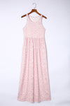 Pink Leopard Print Pocketed Sleeveless Maxi Dress-Dresses-MomFashion