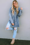 Sky Blue Vintage Washed Chest Pocket Denim Shirt-Tops-MomFashion