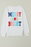 White Merry And Bright Cable Knit Pullover Sweatshirt-Tops-MomFashion