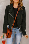 Buckle Belted Zip Up Corduroy Jacket-Outerwear-MomFashion