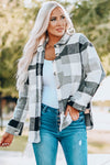 Gray Plaid Color Block Buttoned Long Sleeve Jacket with Pocket-Outerwear-MomFashion