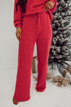 Fiery Red JOLLY Corded Long Sleeve Top and Pockets Pants Set-Two Piece Sets/Pant Sets-MomFashion