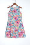 Multicolor Round Neck Sleeveless Floral Mini Dress-Dresses-MomFashion