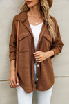 Brown Contrast Flap Pockets Relaxed Shacket-Outerwear-MomFashion