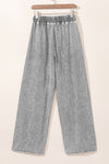 Medium Grey Drawstring Elastic Waist Wide Leg Jeans-Bottoms-MomFashion