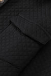 Black Retro Quilted Flap Pocket Button Shacket-Outerwear-MomFashion