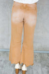 Brown Distressed Hollow-out High Waist Cropped Flare Jeans-Bottoms-MomFashion