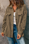 Turn Down Collar Buttoned Shirt Jacket-Outerwear-MomFashion