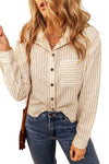 Stripes Chest Pocket Crinkled Shirt-Tops-MomFashion