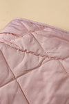 Pink Fleece Lined Quilted Vest Coats-Outerwear-MomFashion