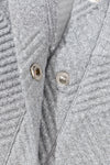 Light Grey Textured Knit Buttoned Kangaroo Pocket Sweatshirt-Tops-MomFashion