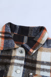 Geometric Plaid Print Pocketed Shacket-Outerwear-MomFashion