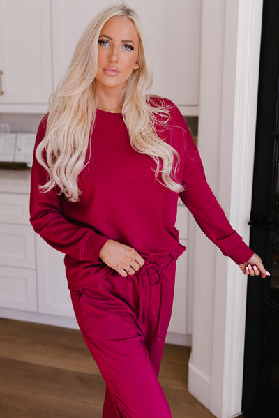 Long Sleeve Pullover and Jogger Pants Lounge Set-Loungewear-MomFashion