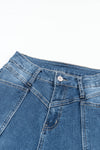 Blue High Waist Seam Stitching Pocket Flare Jeans-Bottoms-MomFashion