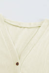 Beige Solid Color Open-Front Buttons Cardigan-Tops-MomFashion