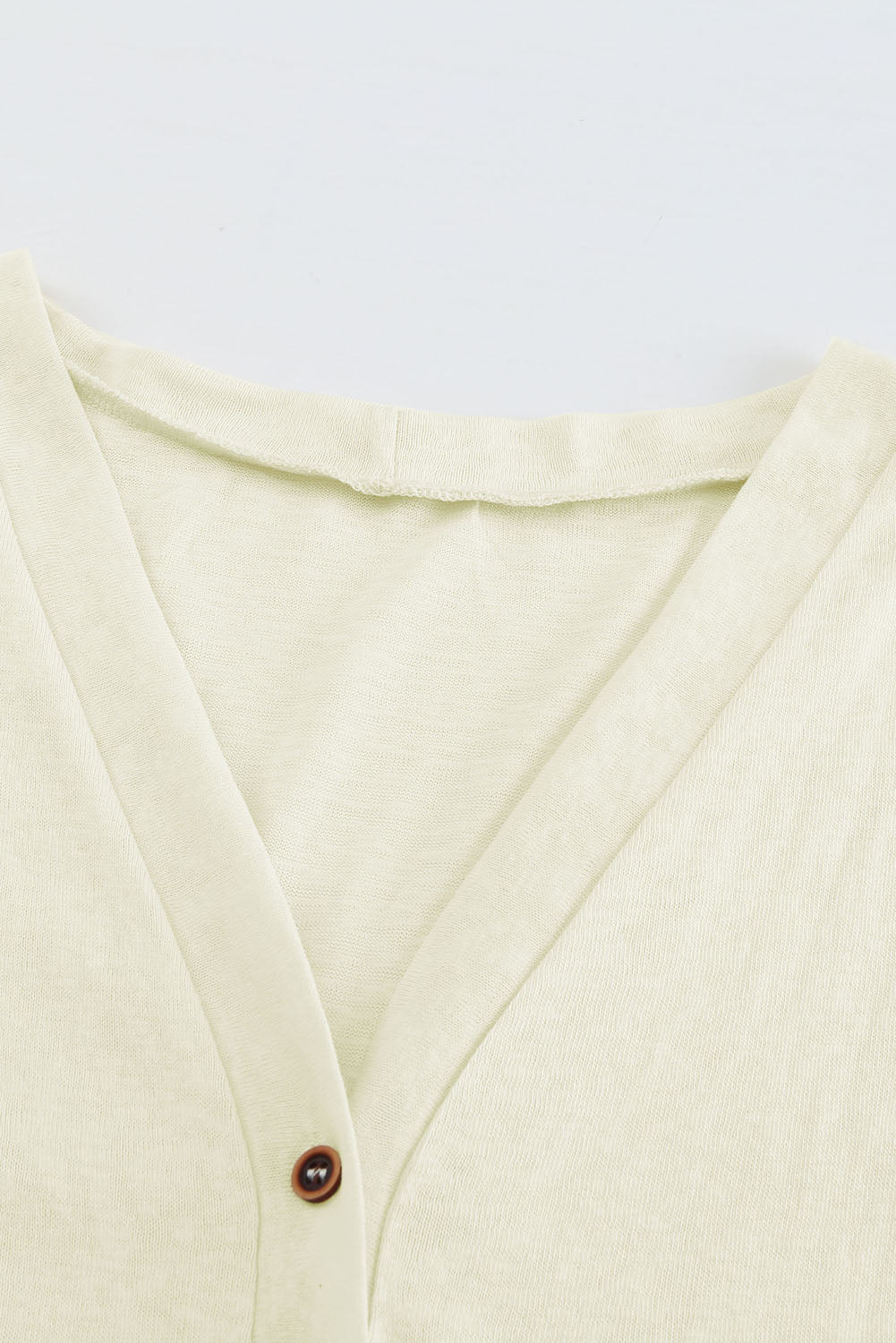 Beige Solid Color Open-Front Buttons Cardigan-Tops-MomFashion