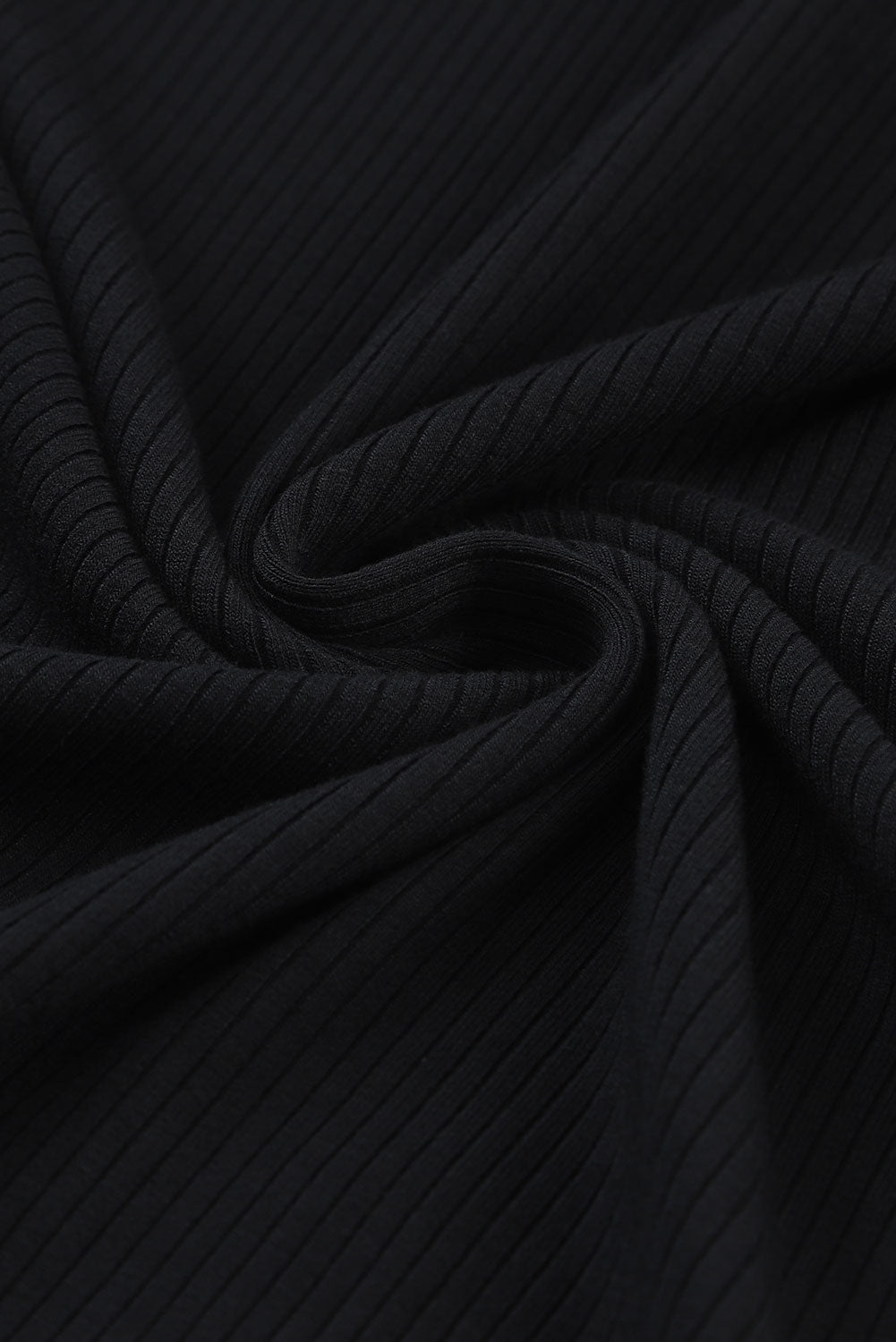 Black Striped Mesh Long Sleeve Crewneck Ribbed Top-Tops-MomFashion