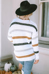 Striped Popcorn Knit Sweater-Tops-MomFashion