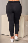 Black Plus Size High Waist Pocketed Skinny Pants-Plus Size-MomFashion