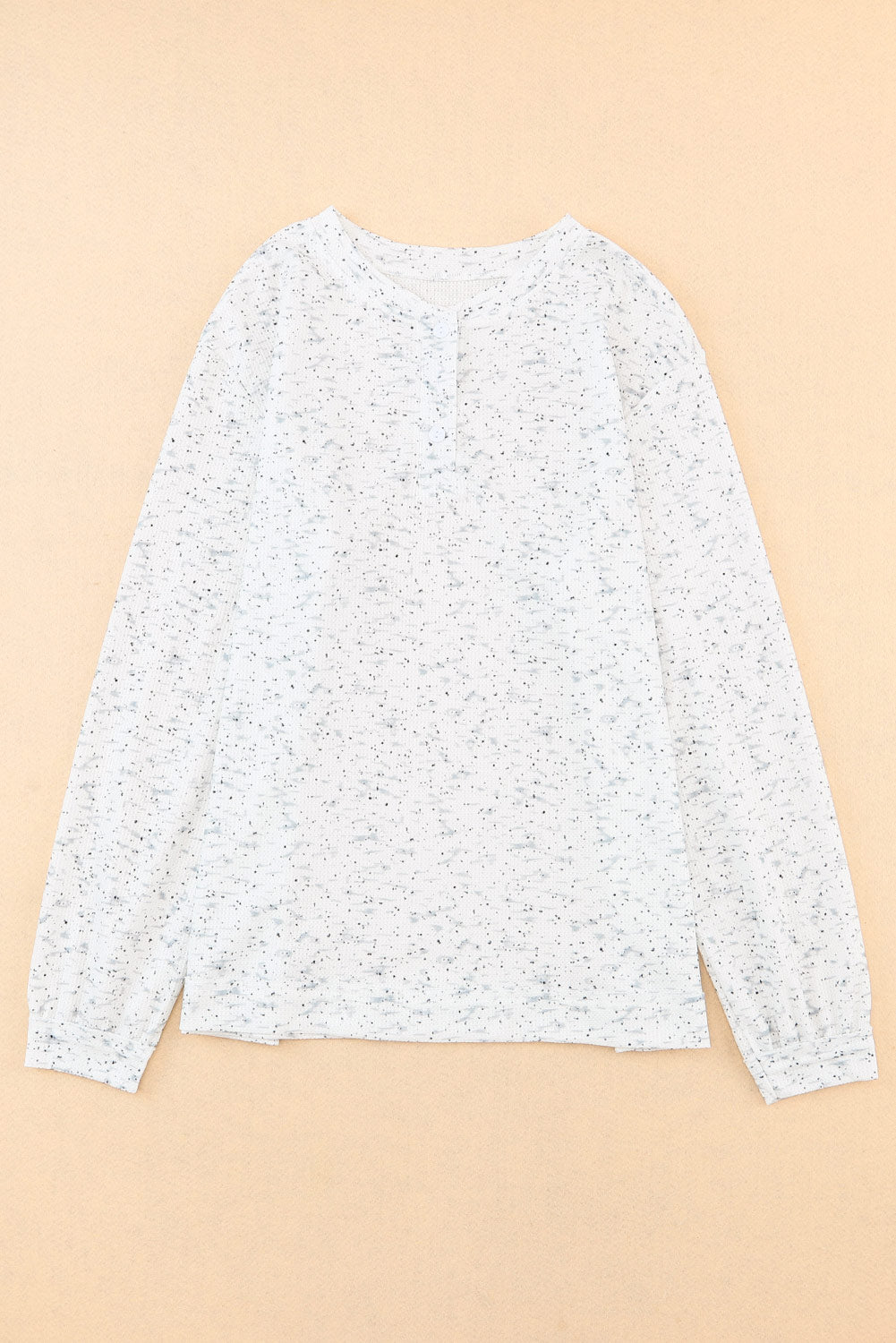 Gray Slouchy Heather Rib Knit Long Sleeve Henley Top-Tops-MomFashion