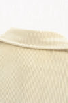 Beige Pocketed Button Ribbed Textured Shacket-Outerwear-MomFashion