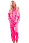 Rose 2pcs Leopard Satin Long Sleeve Pajamas Set-Loungewear-MomFashion