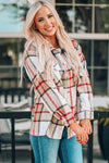 Khaki Plaid Print Buttoned Shirt Coat with Pocket-Outerwear-MomFashion