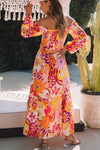 Multicolour Boho Floral Smocked Off Shoulder Puff Sleeve Maxi Dress-Dresses-MomFashion