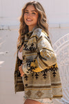 Brown Western Aztec Print Jacket-Outerwear-MomFashion