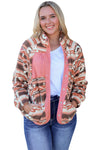 Pink Western Colorblock Snap Buttoned Sherpa Jacket-Outerwear-MomFashion