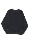 Black Drop Shoulder Crew Neck Pullover Sweatshirt-Tops-MomFashion