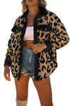 Black Contrast Trimmed Leopard Teddy Shacket-Outerwear-MomFashion