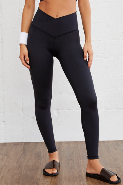 Black Arched Waist Seamless Active Leggings-Activewear-MomFashion