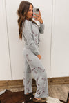 Gray Cowgirl Boots Printed Long Sleeve Top Pants Lounge Set-Loungewear & Sleepwear/Loungewear-MomFashion