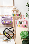 Black TRAVEL Chenille Letter Clear PVC Makeup Bag-Accessories-MomFashion