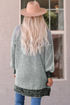 Gray Plaid Knitted Long Open Front Cardigan-Tops-MomFashion