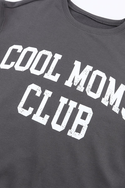 Gray COOL MOMS CLUB Drop Shoulder Sweatshirt-Tops-MomFashion