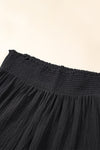 Black Textured High Waist Wide Leg Plus Size Pants-Plus Size-MomFashion