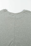 Gray Solid Color Patchwork Long Sleeve Top-Tops-MomFashion