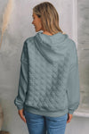 Light Grey Drop Shoulder Quilted Patchwork Kangaroo Pocket Hoodie-Tops-MomFashion