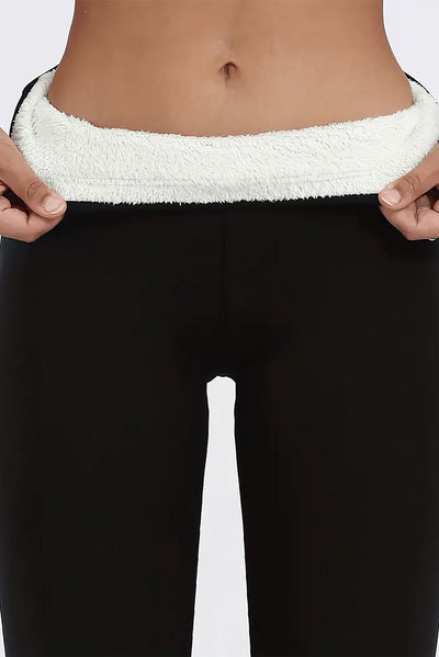 Black Fleece Lined Thermal Leggings-Bottoms-MomFashion