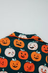 Orange Halloween Pattern Short Sleeve Shirt Pajama Set-Loungewear & Sleepwear/Sleepwear-MomFashion