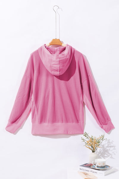 Rose Thermal Waffle Knit Full Zipper Hooded Jacket-Outerwear-MomFashion