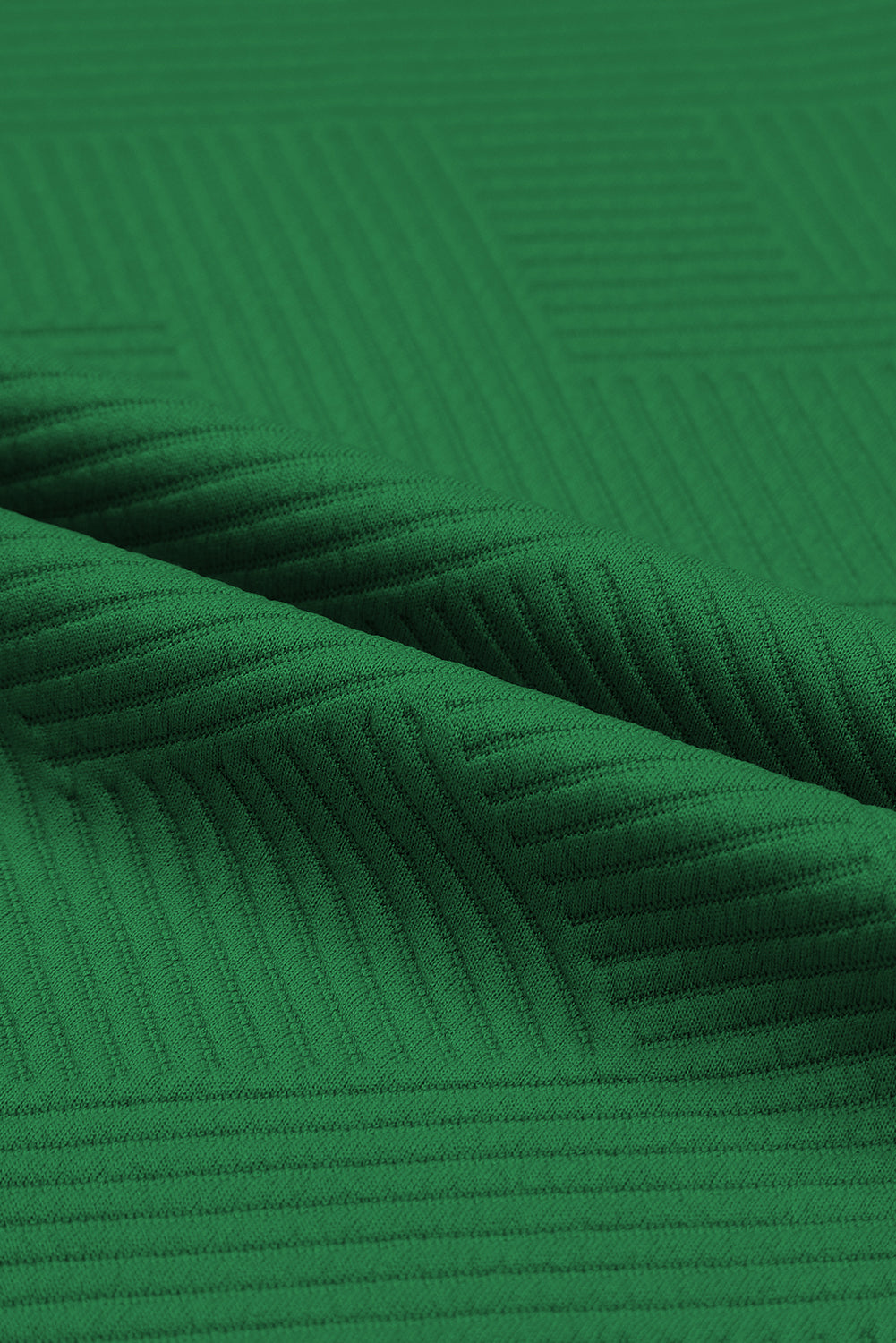 Dark Green Textured Loose Fit T Shirt and Drawstring Pants Set-Loungewear-MomFashion