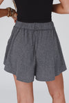 Gray Elastic Waist Culotte Shorts-Bottoms-MomFashion