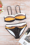 Brown Gradient Color Block Push Up Bikini Swimwear-Swimwear-MomFashion